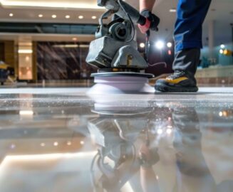worker-polishing-hard-floor-with-high-speed-polishing-machine شركة جلي وتلميع الرخام بجدة